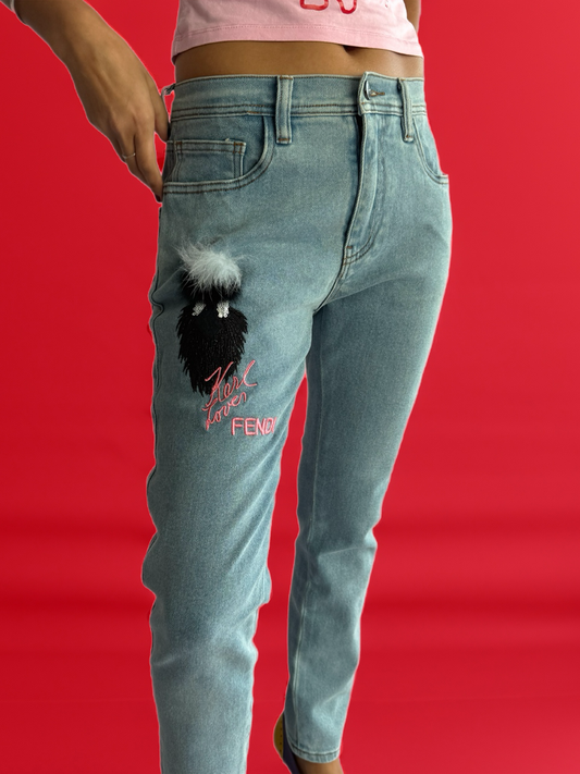 Fendi Blue Denim I Love Karl Jeans