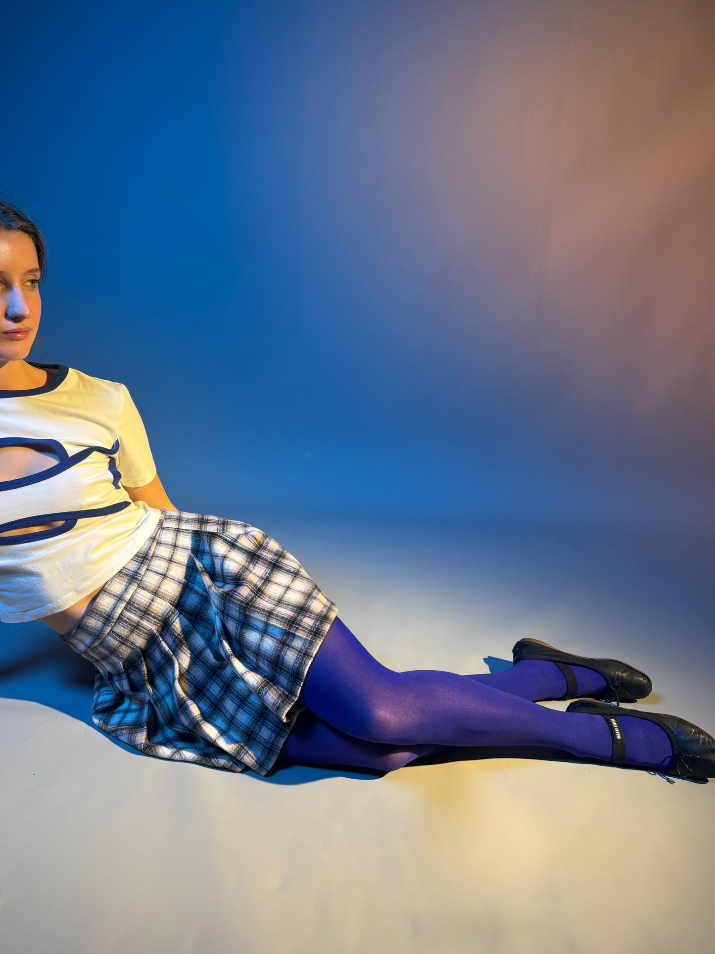 B+AB plaid scort Skirt