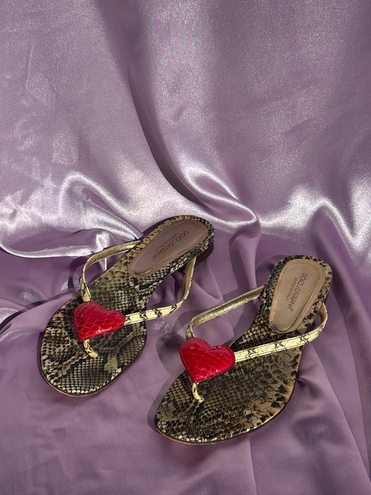 D&G snakeskin heart sandals