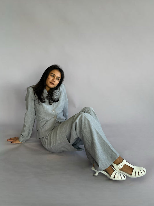 Vintage Grey Linen 3 piece Suit.