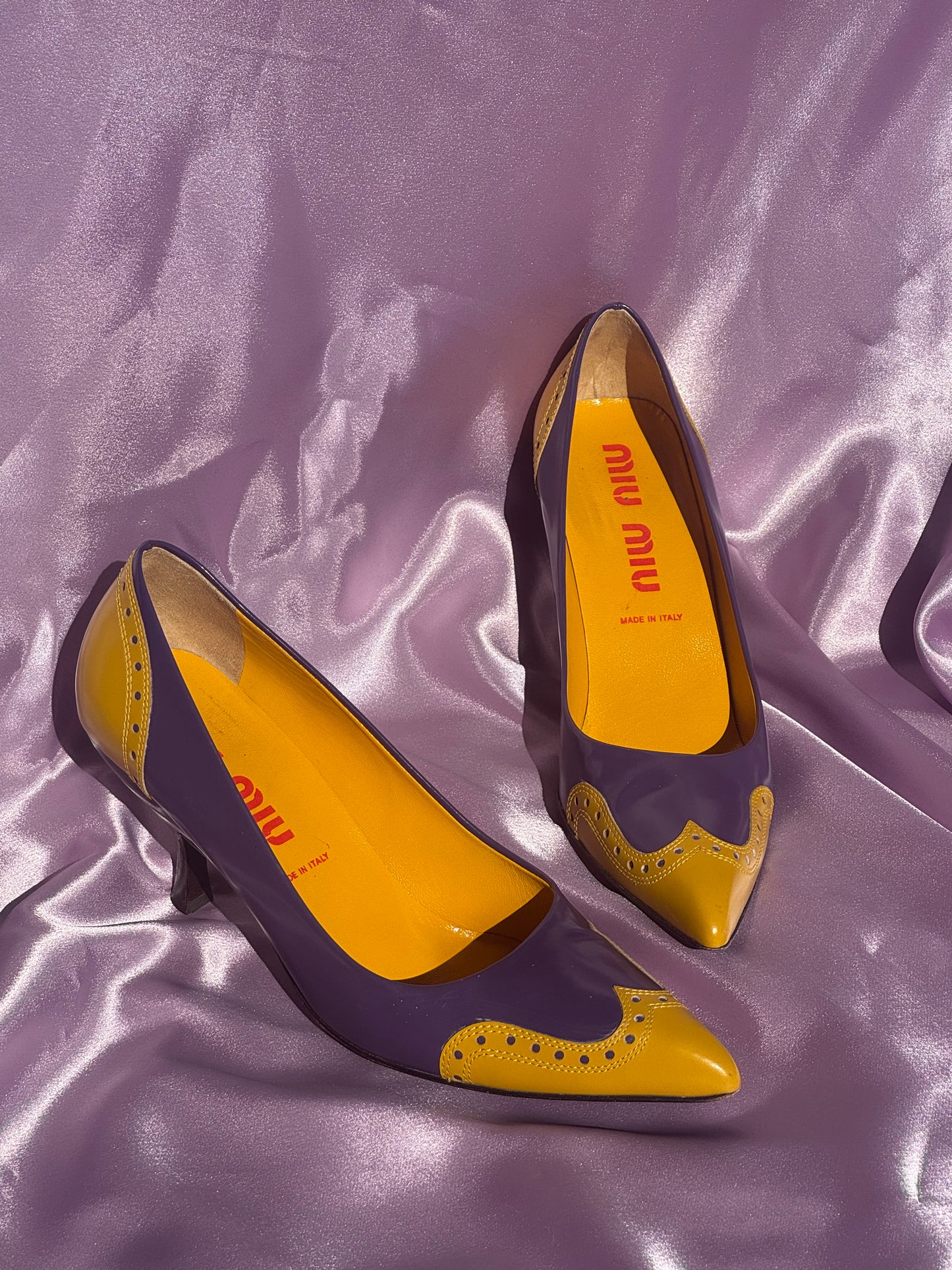 Miu Miu Vintage purple and yellow western heels 38.5