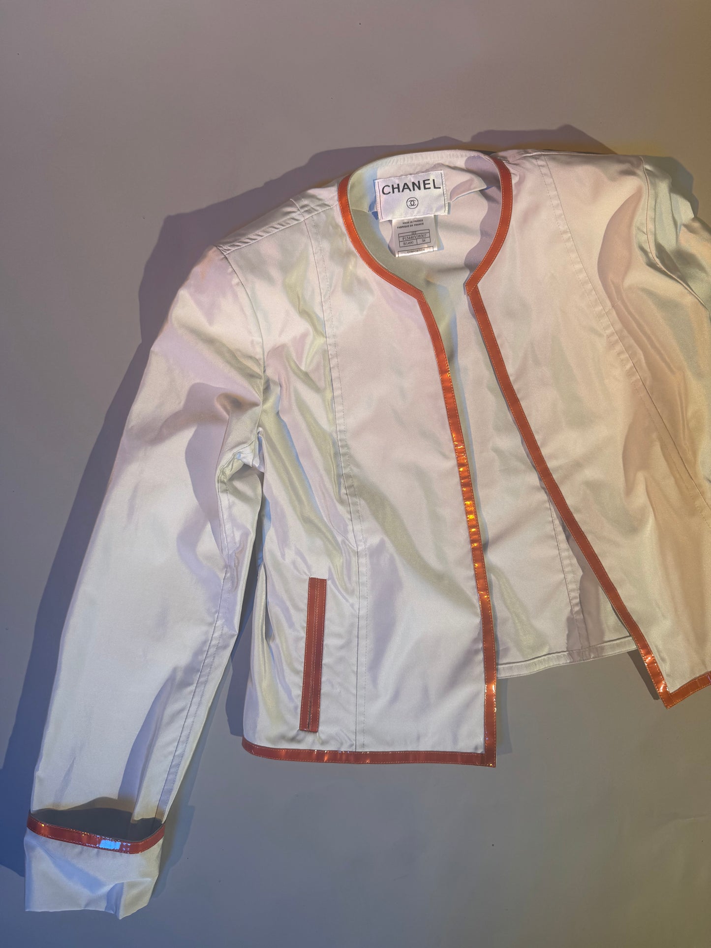 Chanel Patent leather trim nylon jacket