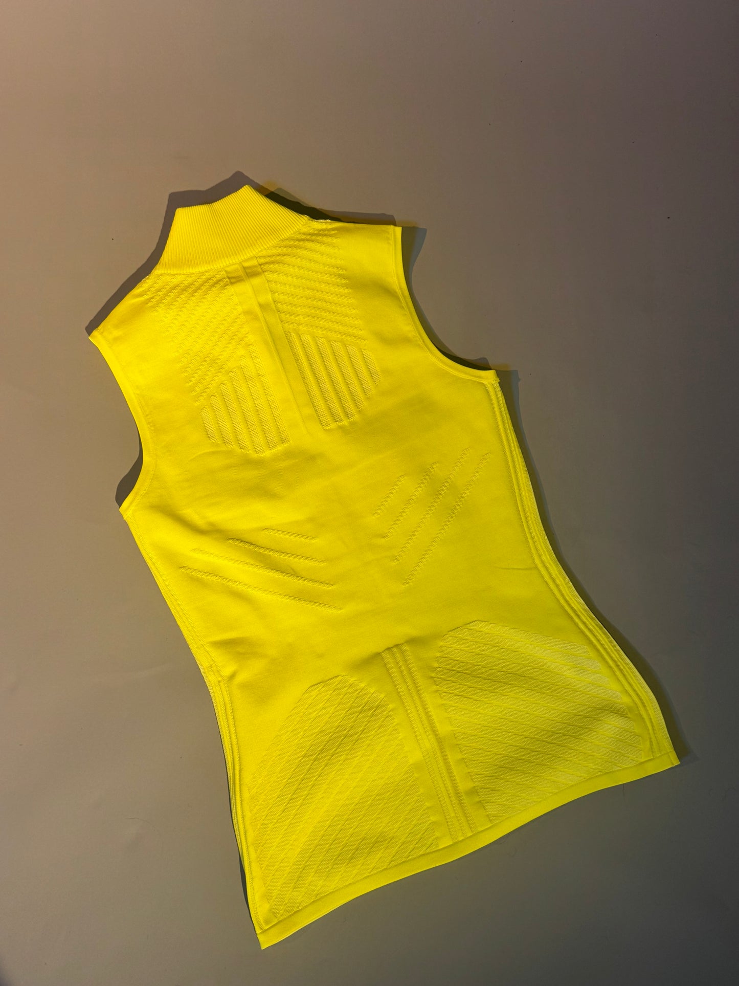 Prada Neon yellow technical knit zip-up top