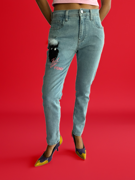 Fendi Blue Denim I Love Karl Jeans