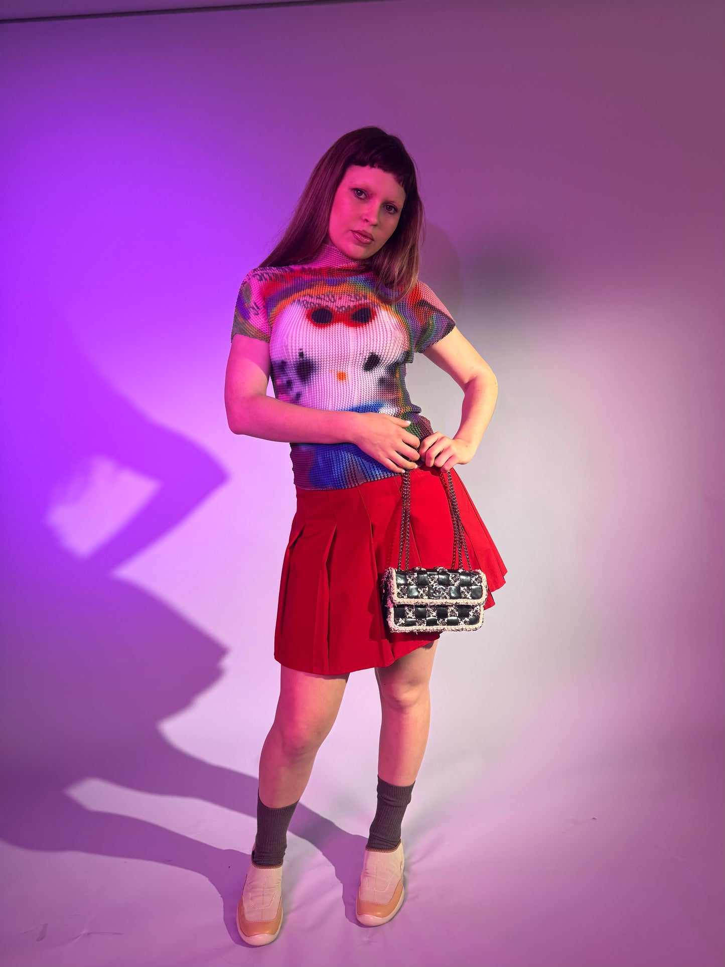 Prada Sports Red pleated skirt