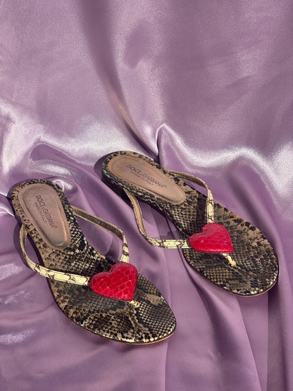 D&G snakeskin heart sandals