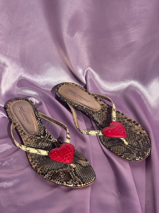 D&G snakeskin heart sandals