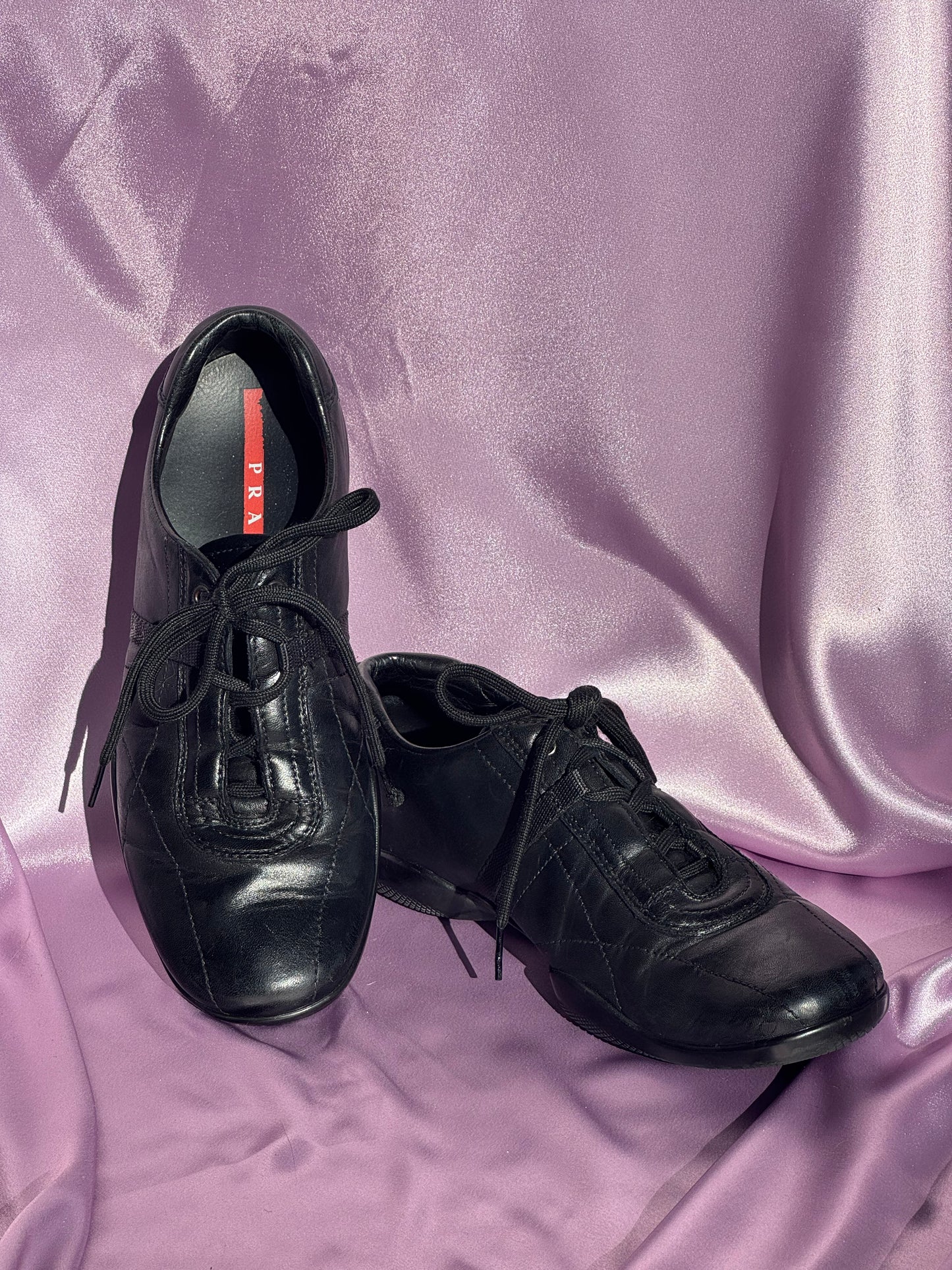 Prada sports leather lace ups us9