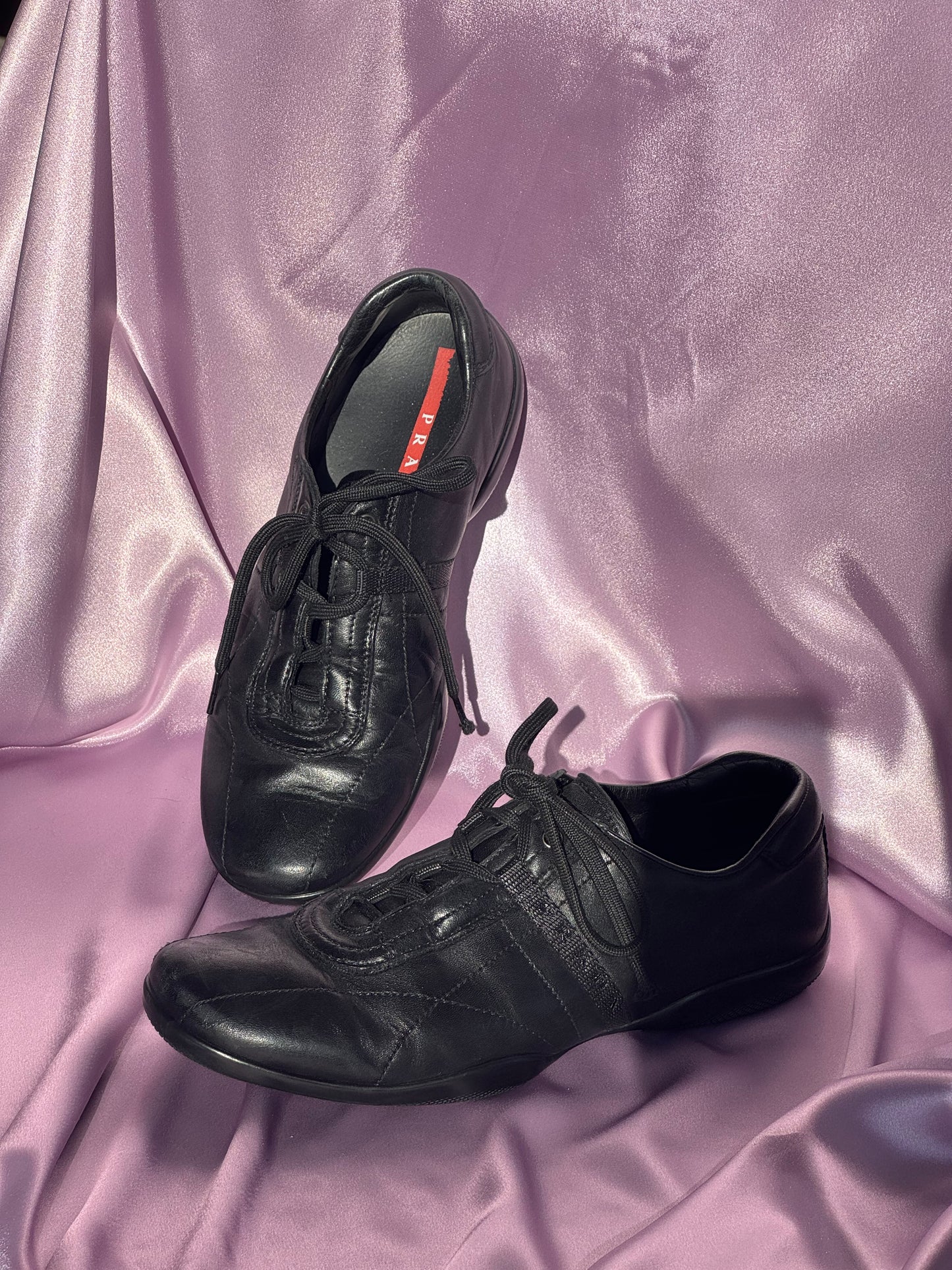 Prada sports leather lace ups us9