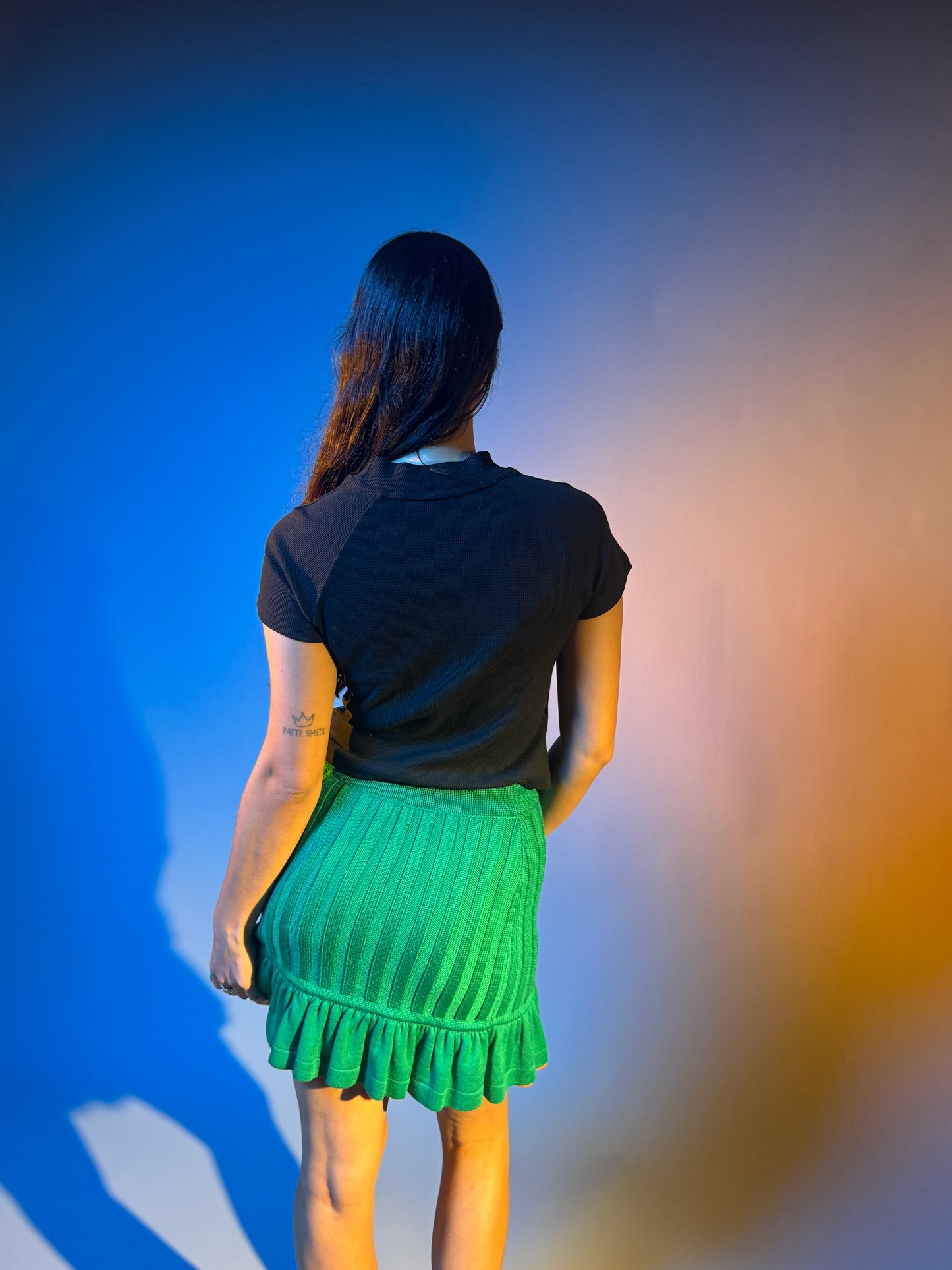 Miu Miu Ribbed Knit Ruffle-Hem Skirt