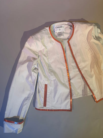 Chanel Patent leather trim nylon jacket