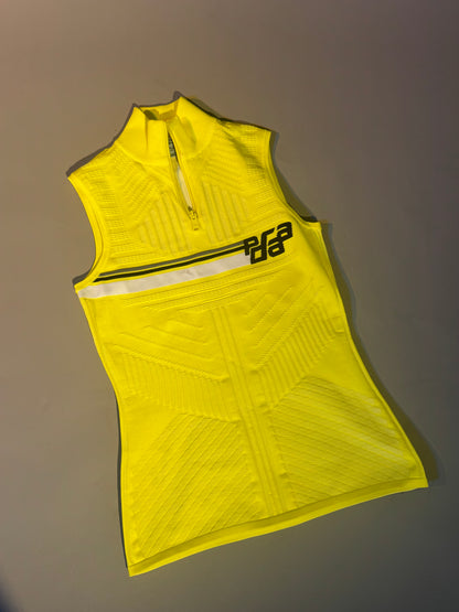 Prada Neon yellow technical knit zip-up top
