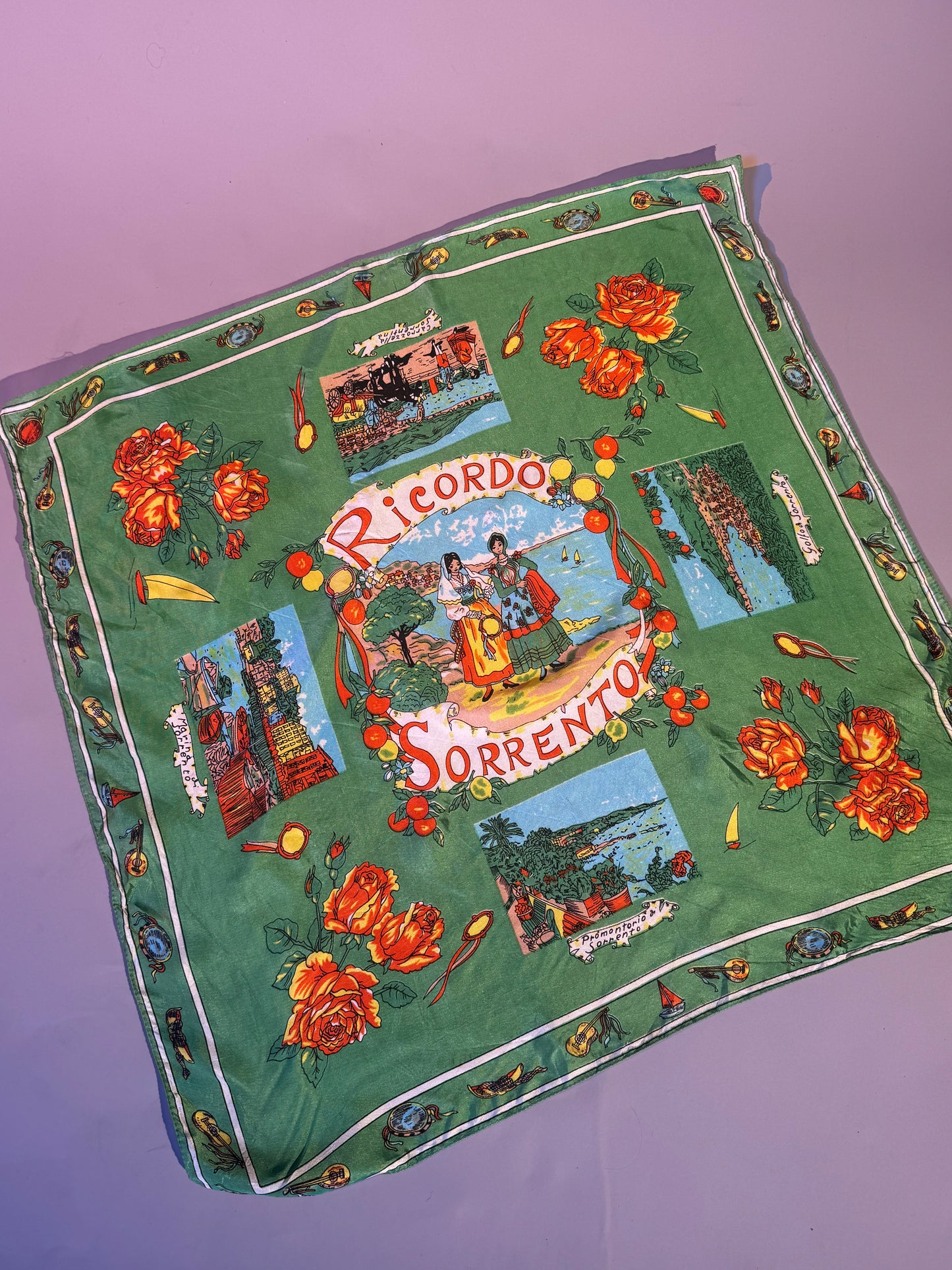 Vintage Sorrento souvenir scarf