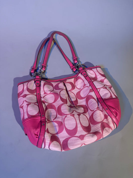 coach vintage signature pink tote